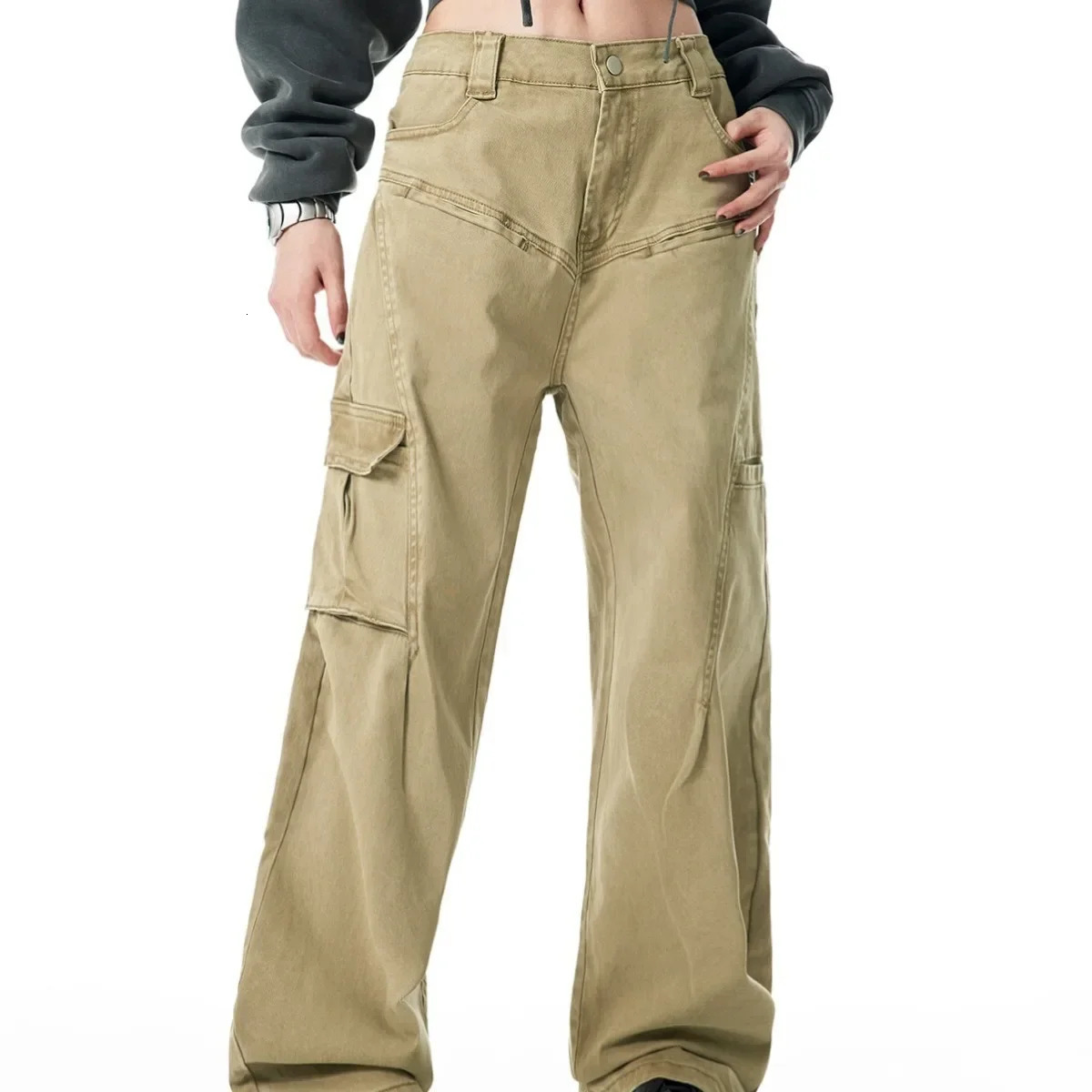 Vintage Twill Cotton American Style Casual Pants Loose Fit Bell Bottoms For Men Trendy Long Wear Autumn Winter 240806