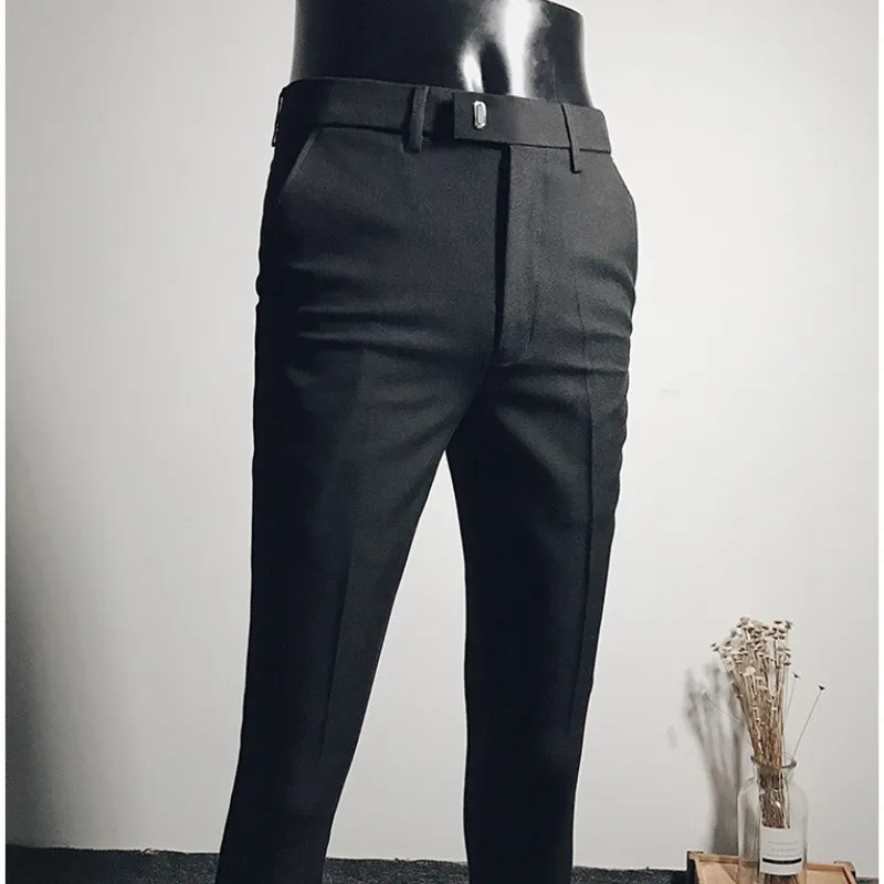 Slim Mens Pants Stretch Trousers Men Sunmmer High Quality Classic Solid Color Business Casual Wear Formal Suit 240806