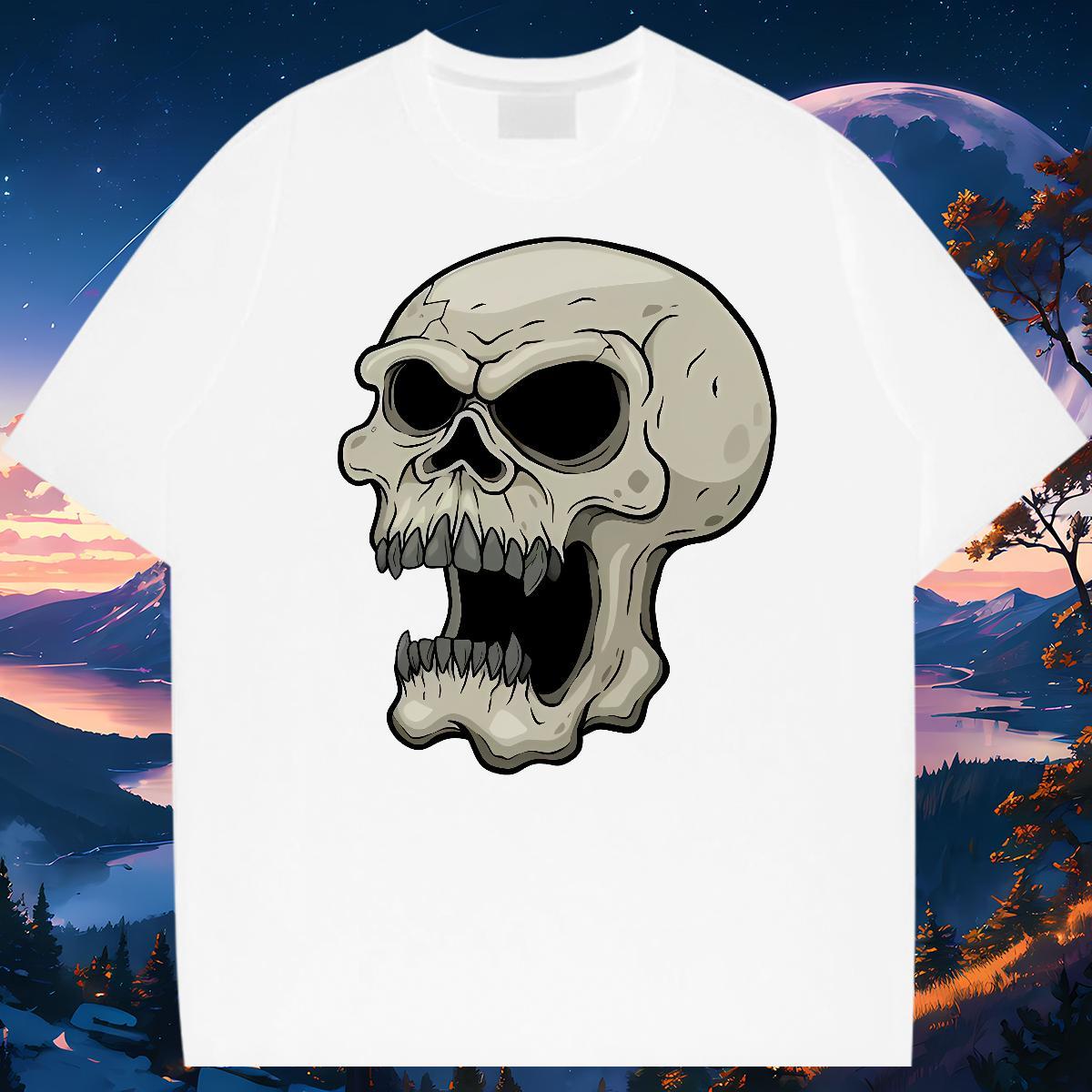 Wholesale T Shirt For Man skull Tops Tees 230g Cotton Casual Daily Wear Classic Graphic O-Neck Short Sleeve Couples T Shirts