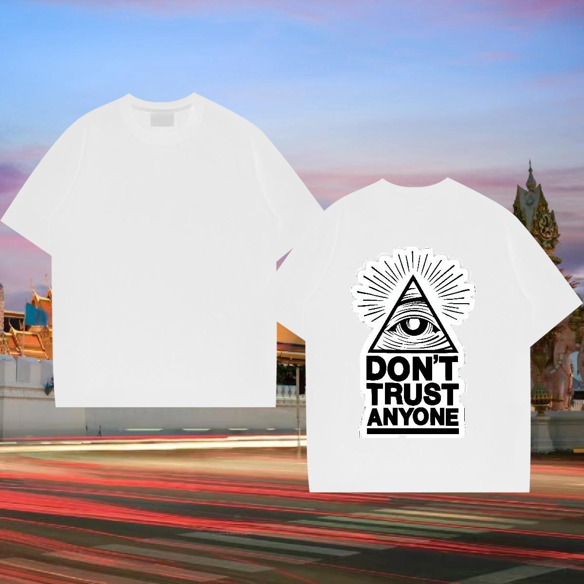 DIY T-Shirts for Men eye of the devil Polos 230g Pure Cotton Street Casual Cool Design Black White O Neck Short Sleeves Tshirts