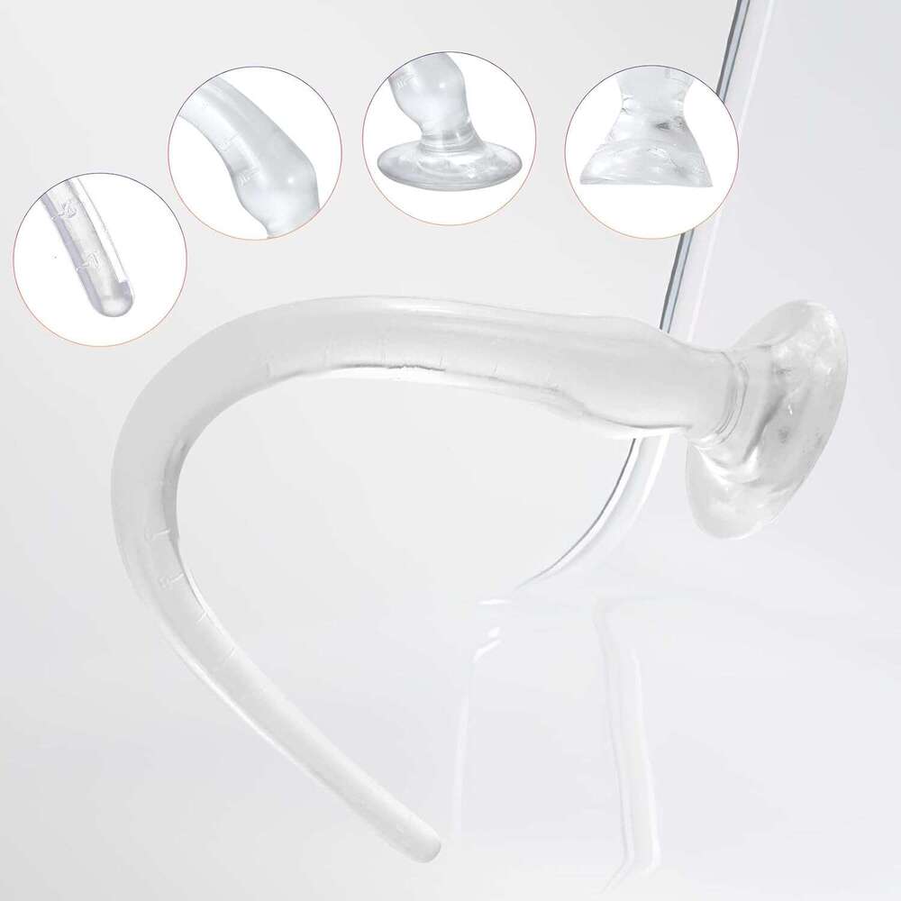 23.6 inch (approximately 59.9 cm) transparent extra long plug dildo, with strong suction cups suitable for novice men and women, flexible dildo for ad
