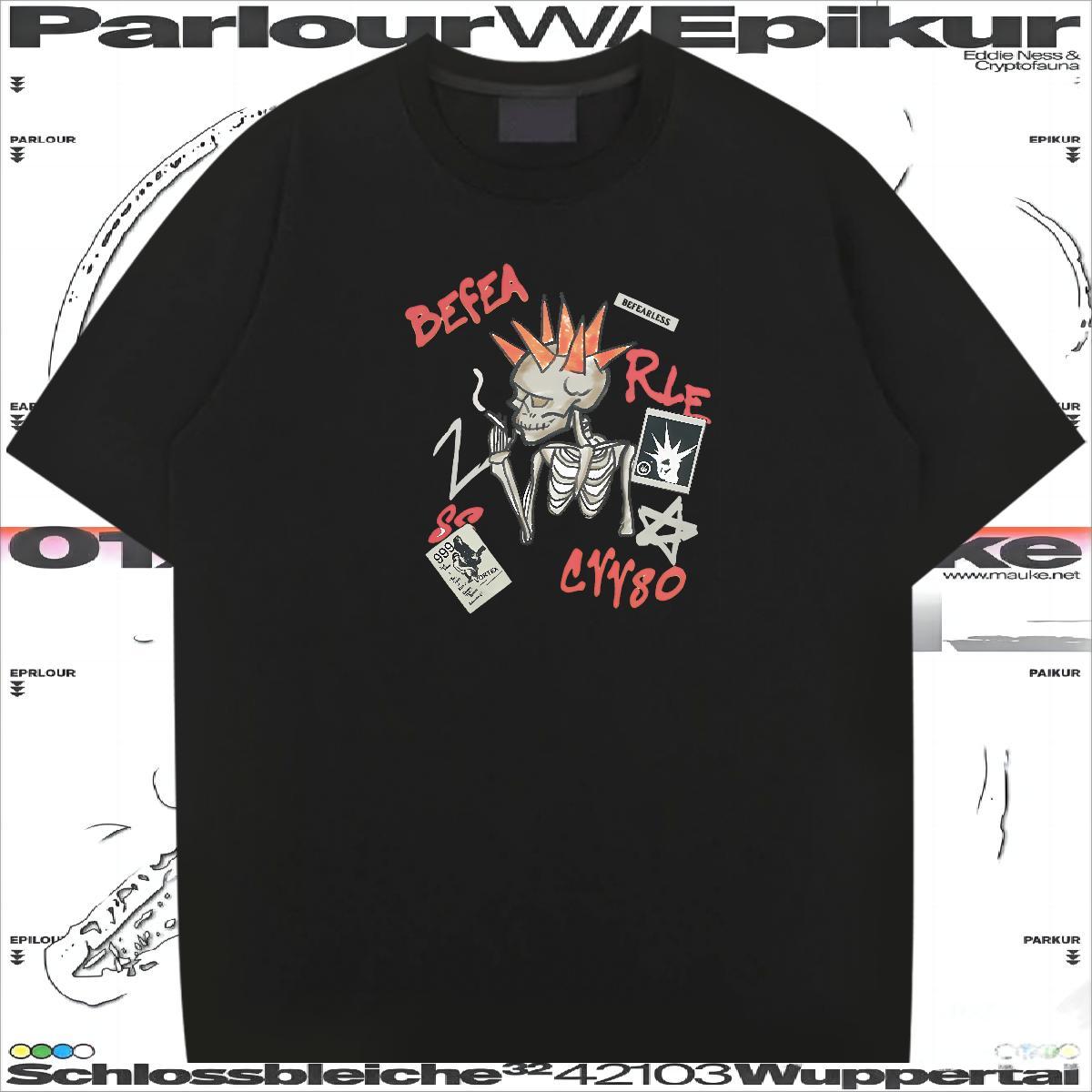 Fashion Men T Shirts skull Polos 100% Cotton 230g Anime Printing Street Brand Cartoon Printing L-4XL O-Neck Short Sleeve Men Clothes T-Shirt