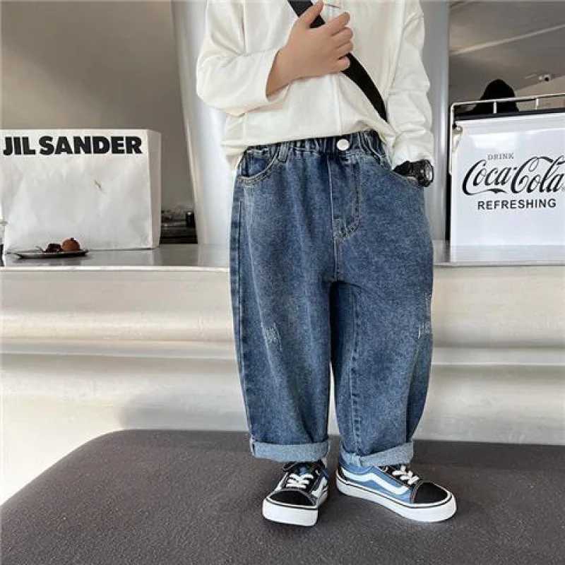 Jeans Boys Jean Pants Long Trousers Cotton 2024 Fashion Spring Autumn Babys Kids Pants Teenagers Outwear Childrens Clothing