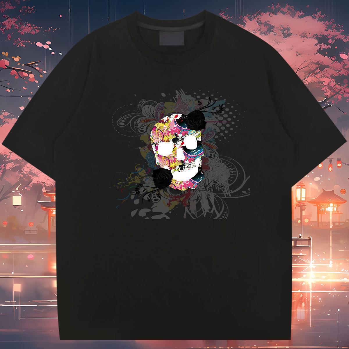 Fashion Casual Man T Shirts skull Tops 230g Cotton Outdoor Unisex Graphic O Neck Short Sleeves Men Tops Tees