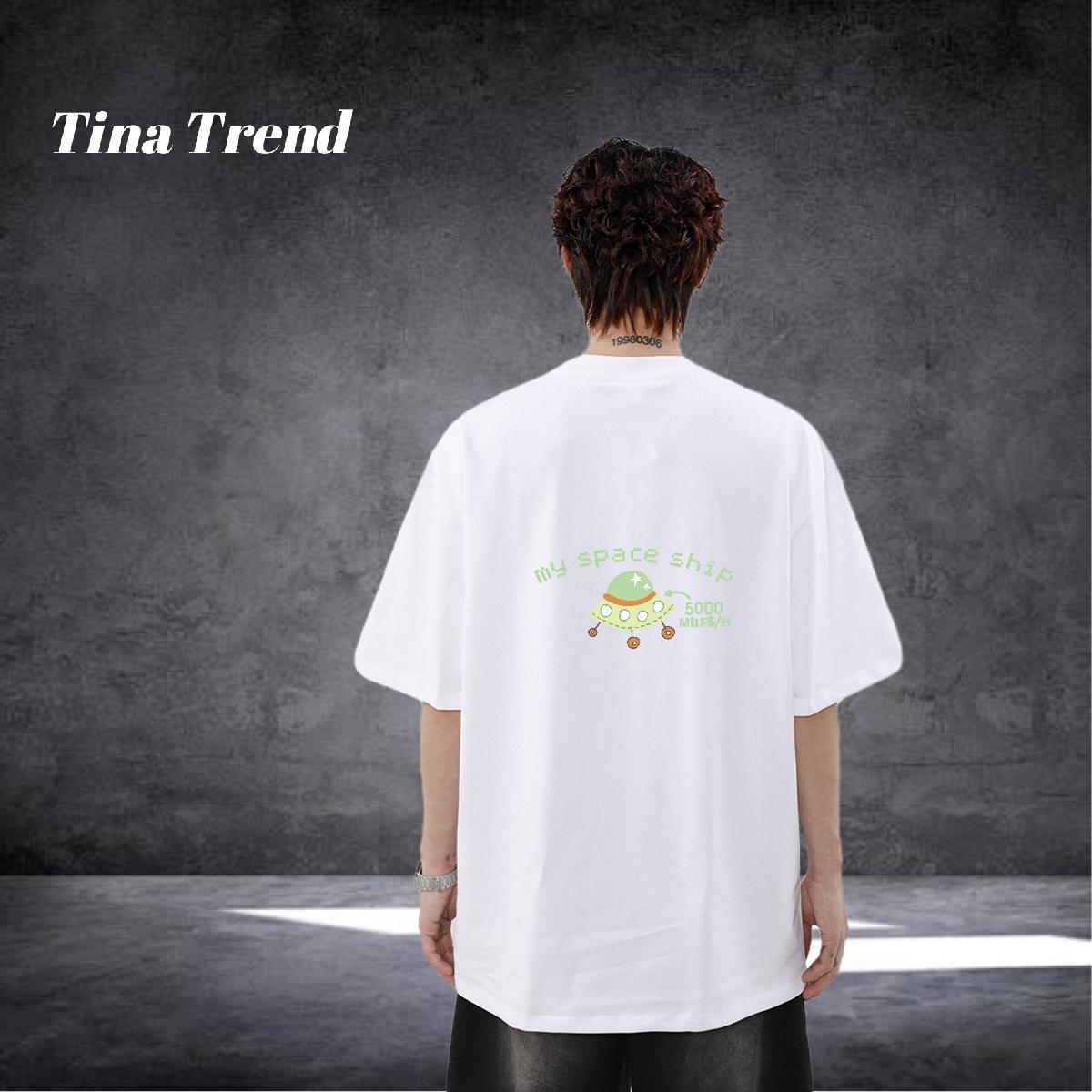Wholesale T Shirts Men letter Tshirts 230g 100% Cotton Anime Printing Street Popular White Plus Size Crew Neck Breathable Men Tops Tees