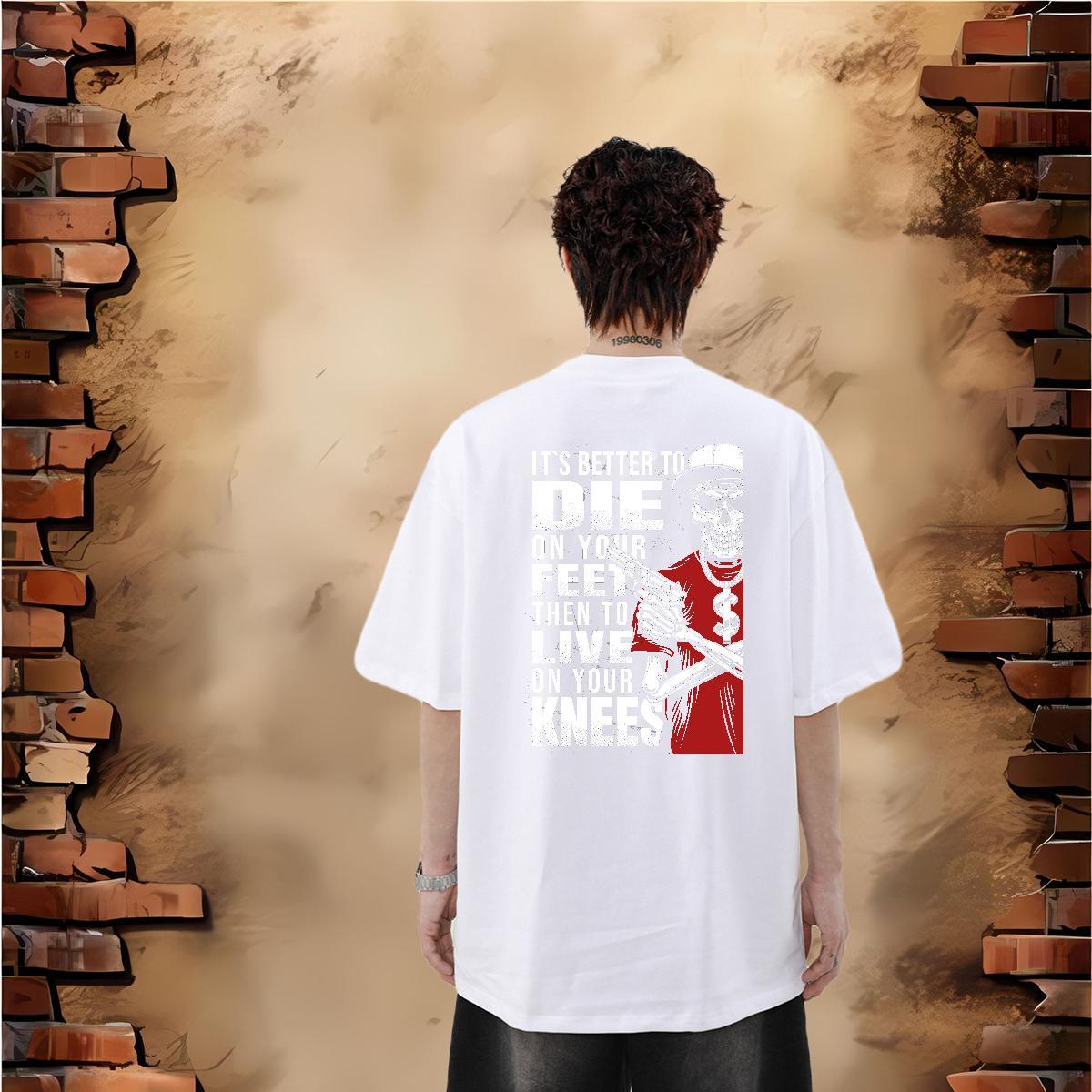 Free Shipping T Shirt For Man skull Clothes 100% Cotton 230g Daily Wear High Quality Custom Printing Breathable Men Tops Tees