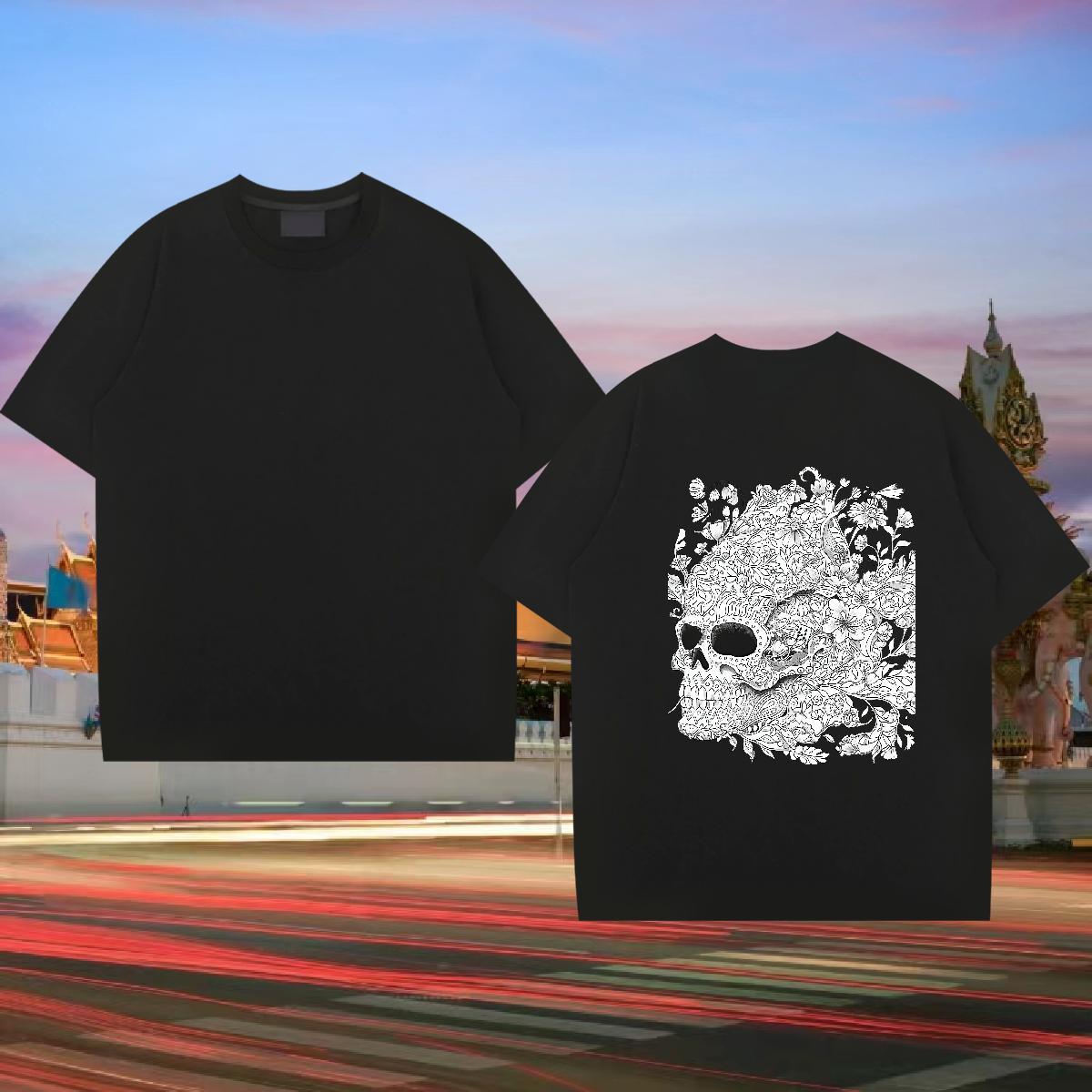 2024 Designer T Shirt For Man skull Tops Shirt 230g Cotton Outdoor Cool DIY Printed Breathable Crew Neck Tshirts