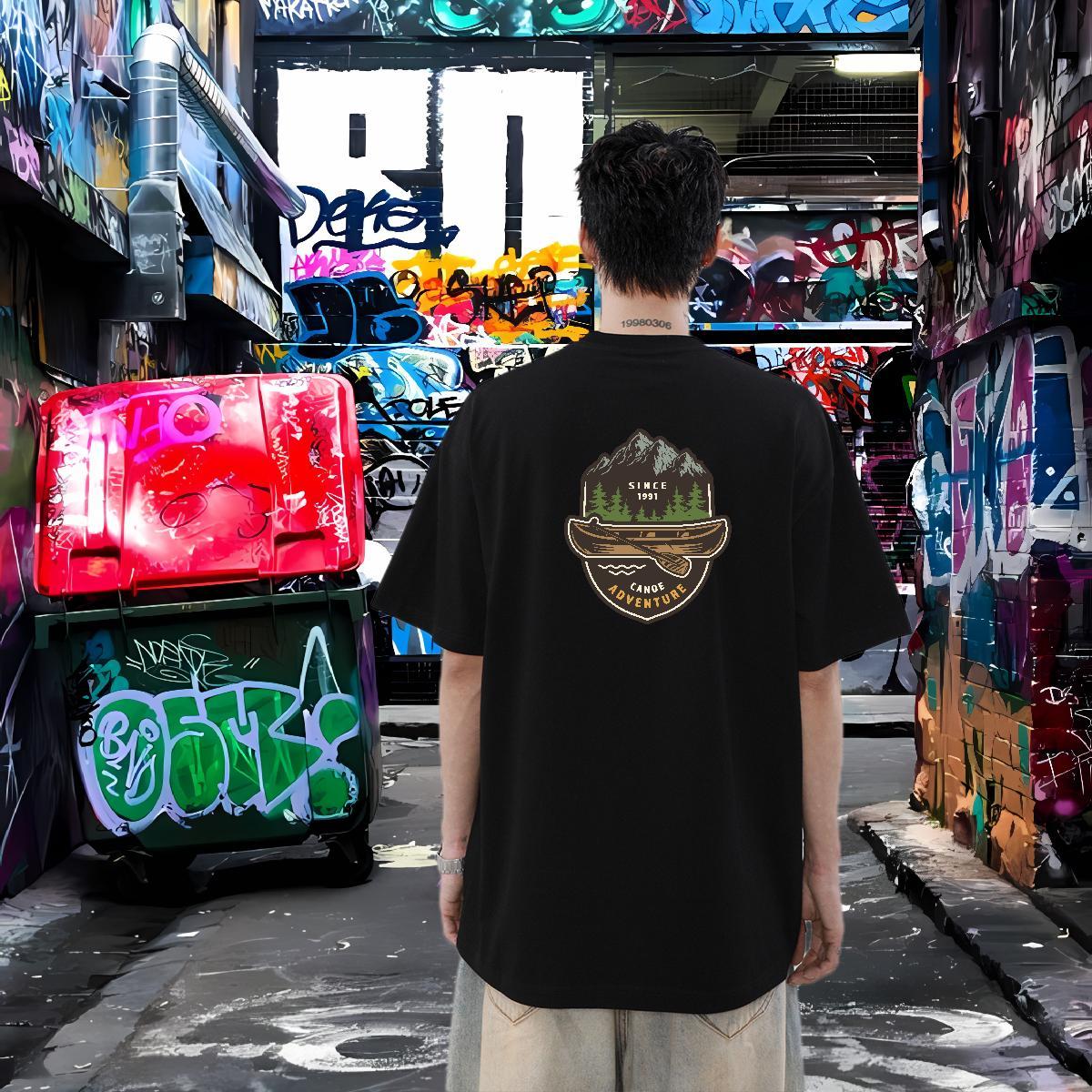 Custom T shirt letter Tops 230g Pure Cotton Summer Casual Wholesale Floral Print Breathable Soft Men Clothes T-Shirt