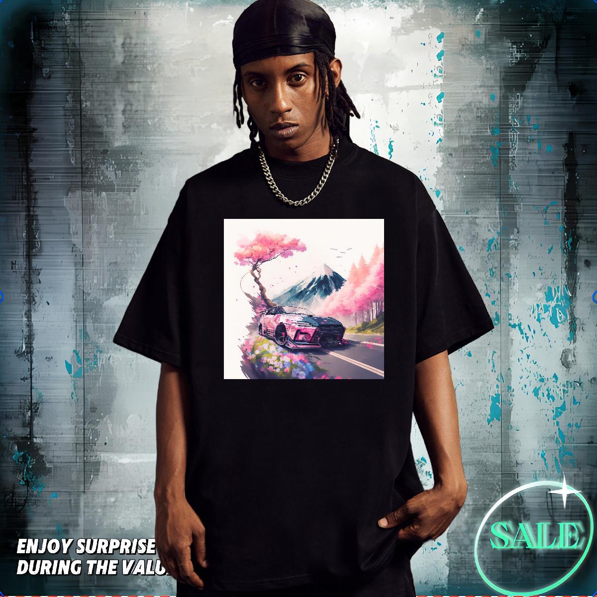 Classic Casual Man T Shirts car Tops Tees 100% Cotton 230g Anime Printing Street Comfortable Cartoon Printing L-4XL Crew Neck Breathable Men Tops Tees