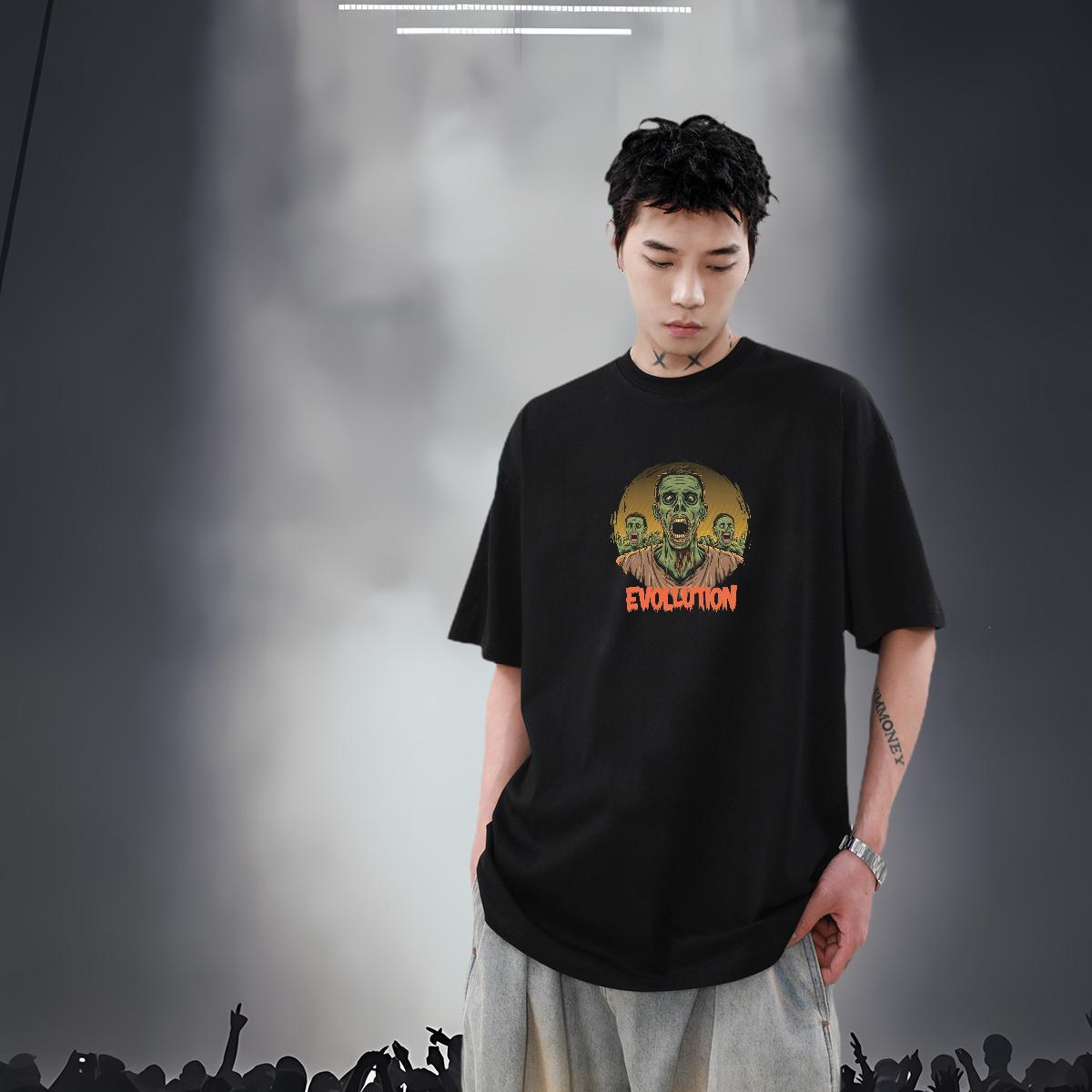 Free Shipping T-Shirts for Men skull Tees Shirts 230g Cotton Casual Soft Cartoon Print Breathable Short Sleeve Couples T Shirts