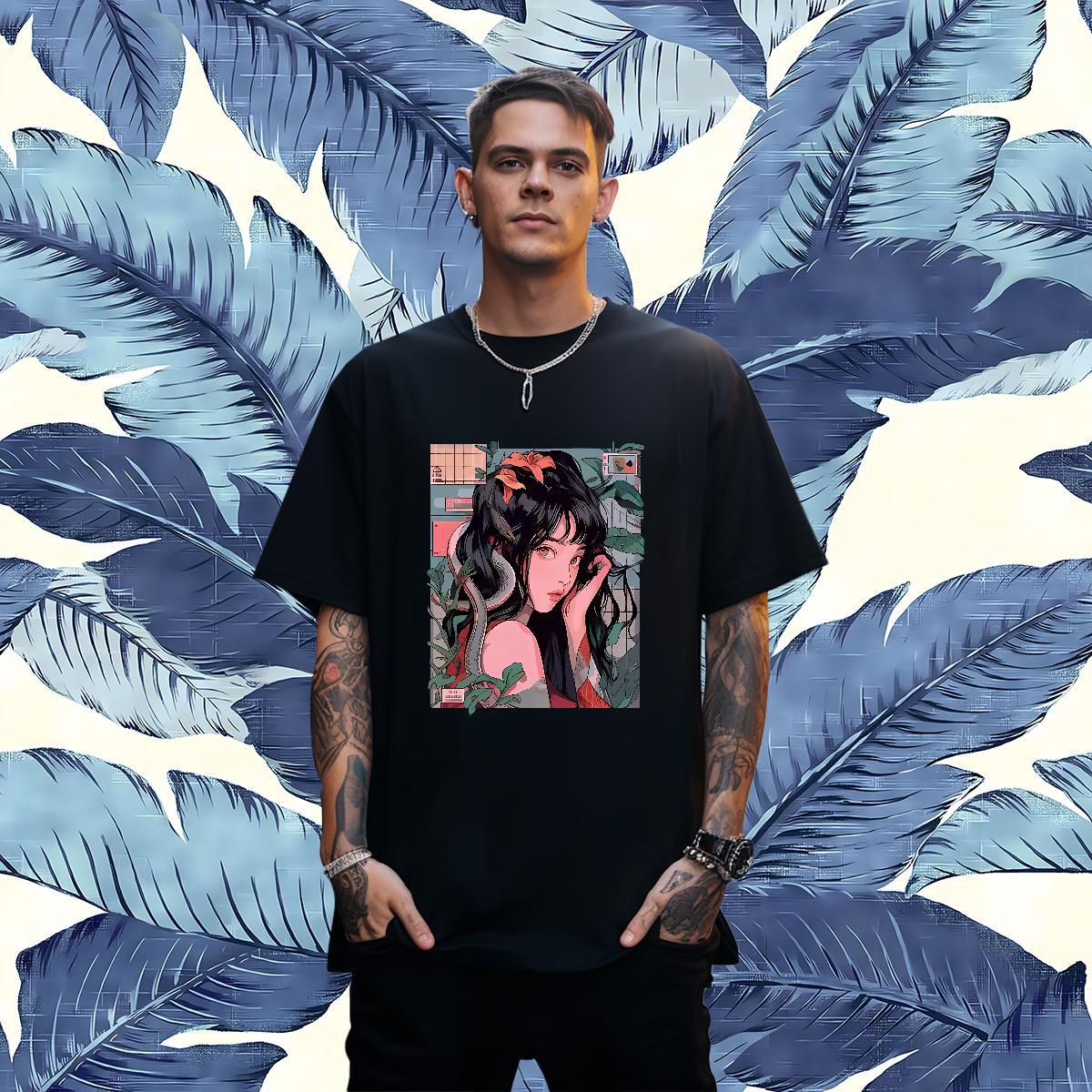Customized Man T Shirts portrait Clothes 100% Cotton 230g Street Wear High Quality White Plus Size Round Neck Short Sleeve Men Clothes T-Shirt