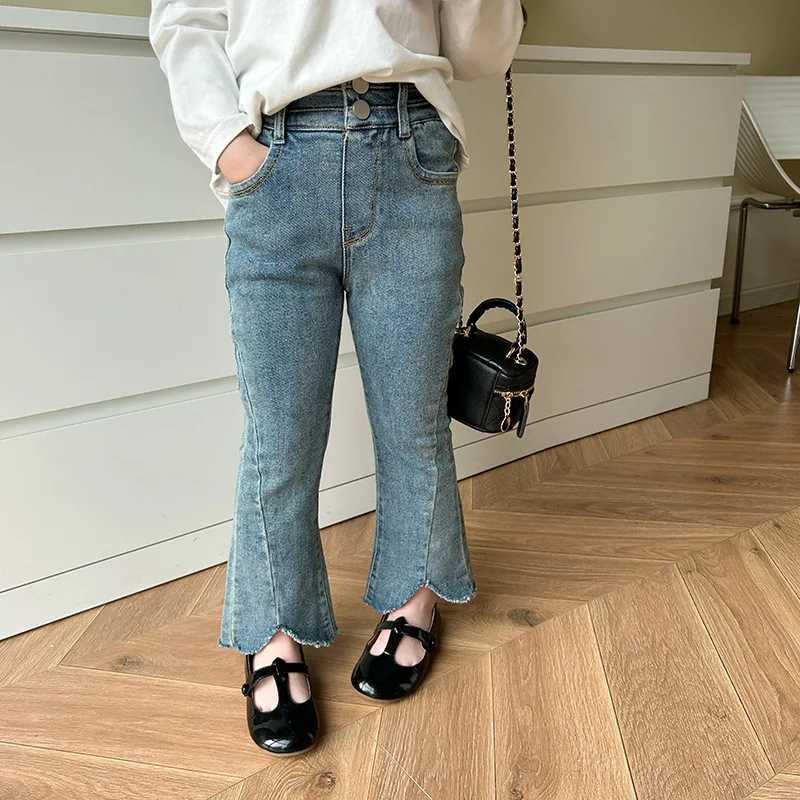 Jeans Spring Girls Vintage denim slit bell bottoms high elastic slim-fit jeans