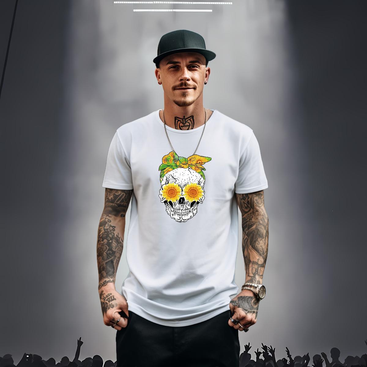 Customized T-Shirts for Men skull Clothings 100% Cotton 230g High Street Hip Hop Classic Custom Printing Breathable Short Sleeve Couples T Shirts
