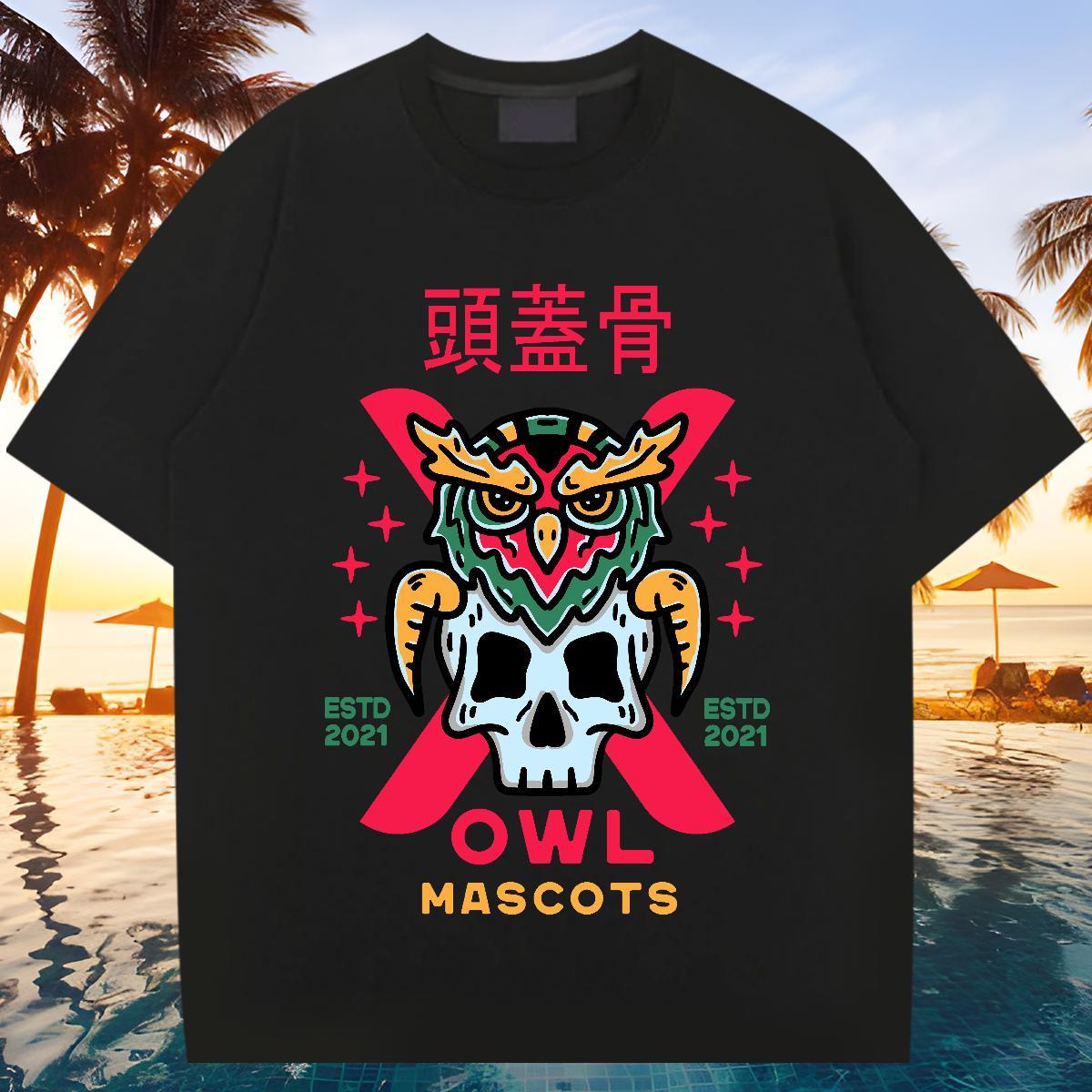 Fashion Design T Shirts Men skull Tops Tees 230g Cotton Street Wear Cool Plus Size Cartoon Breathable Crew Neck Men Clothes T-Shirt