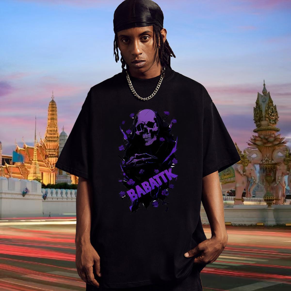 2024 Designer T Shirts Men skull Tops Shirt 230g Cotton Summer Casual Popular Anime O Neck Short Sleeves Men Clothes T-Shirt