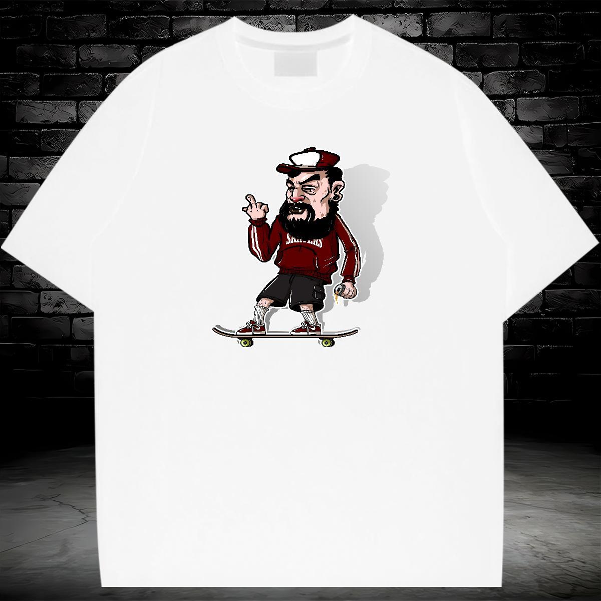New Designer T Shirt For Man person Clothes 100% Cotton 230g Beach Free Shipping Cartoon Print O-Neck Short Sleeve Couples T Shirts