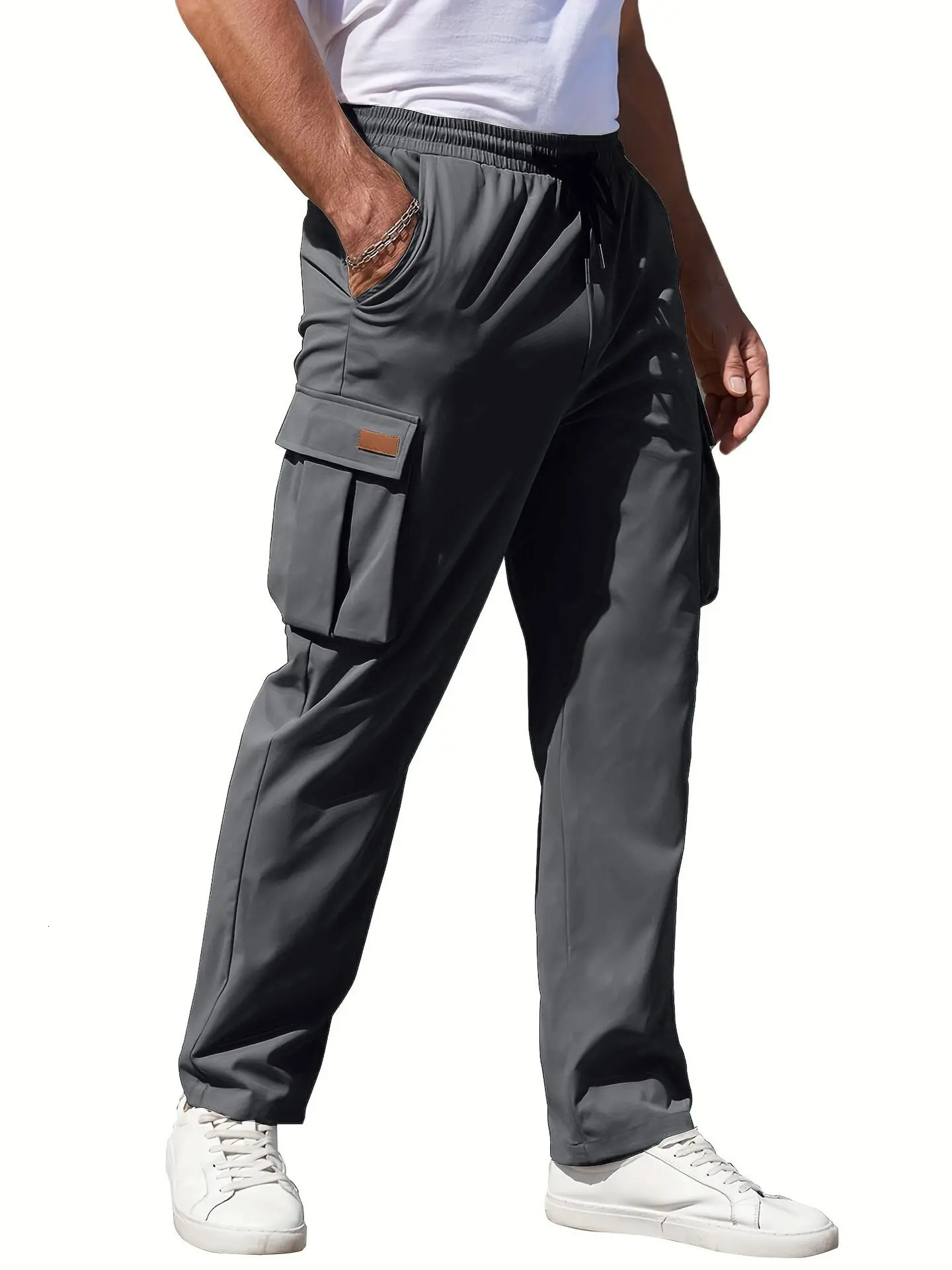 Mens loose straight leg workwear pants mens spring and autumn American style draped wide 240806