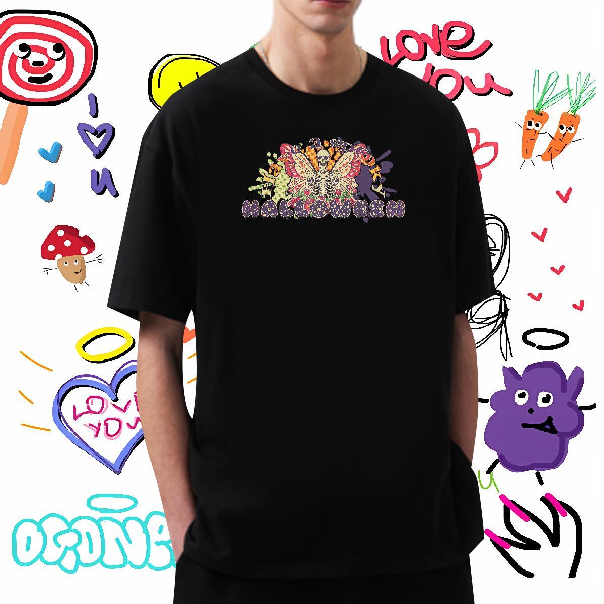New Designer T Shirt For Man skull Top Tees 230g 100% Cotton Summer Casual Classic Asian Size O-Neck Short Sleeve Men Tops Tees