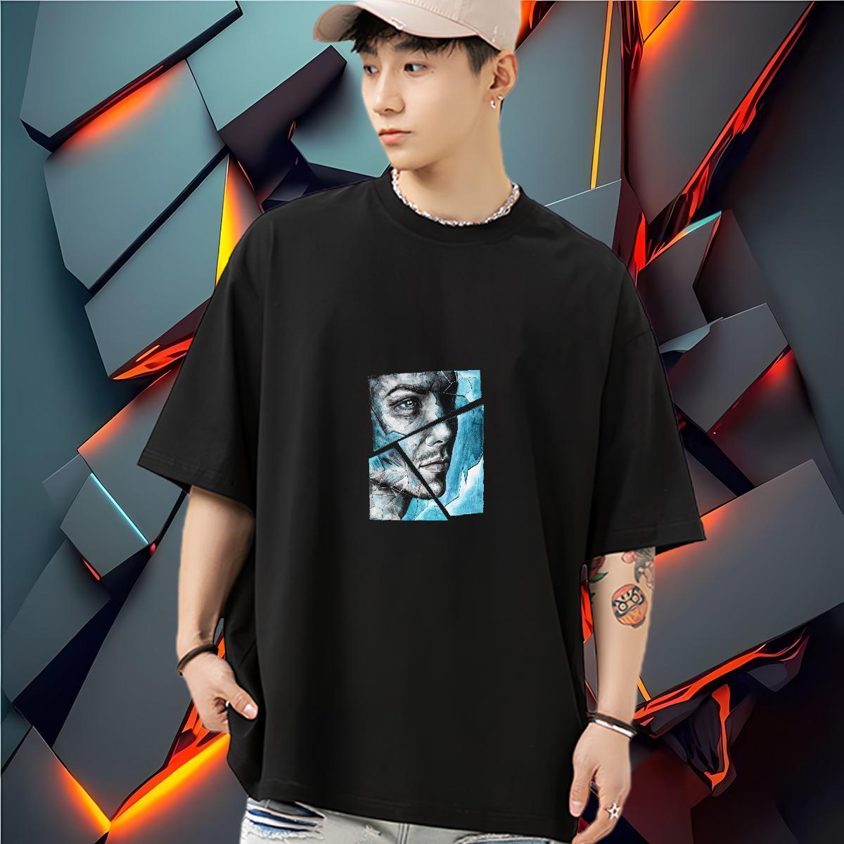 2024 T Shirts Men portrait Clothes 230g Pure Cotton Casual Beach Comfortable Plus Size Custom Short Sleeve O-Neck Mens Tshirts