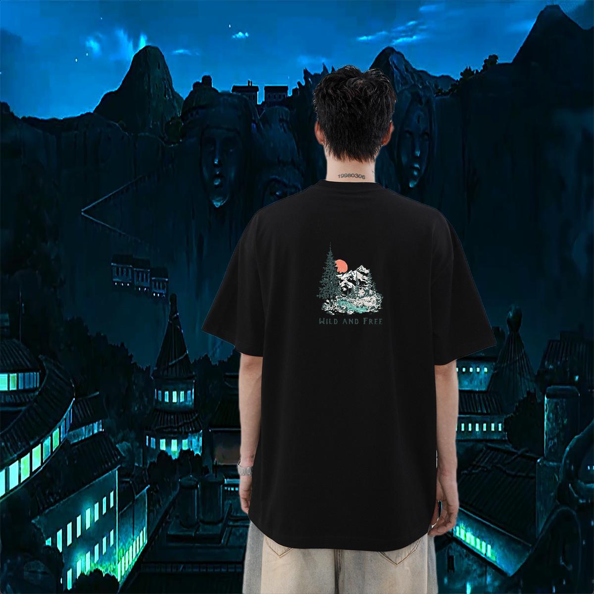 Brand T Shirts Men mountains Tees Shirts 230g 100% Cotton Street Wear Free Shipping Skull Pure Cotton Men Tees