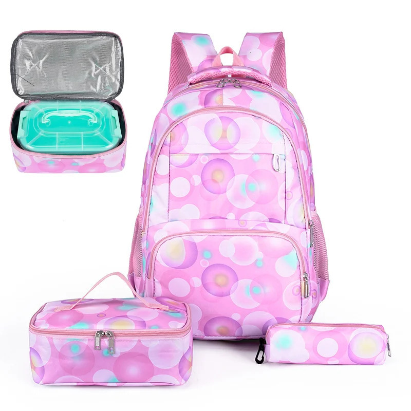 3 pieces of childrens school backpack bag set girls elementary with lunch Mochilas 240807