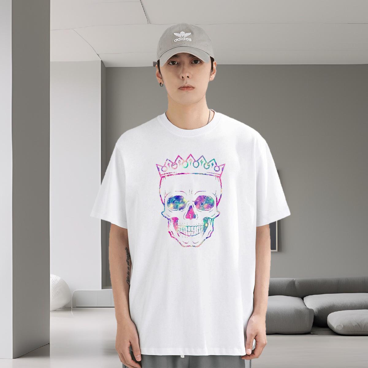 Custom Men T Shirts skull Wear 230g Cotton Street Casual TOP Quality Asian Size Breathable Short Sleeve Mens Tshirts