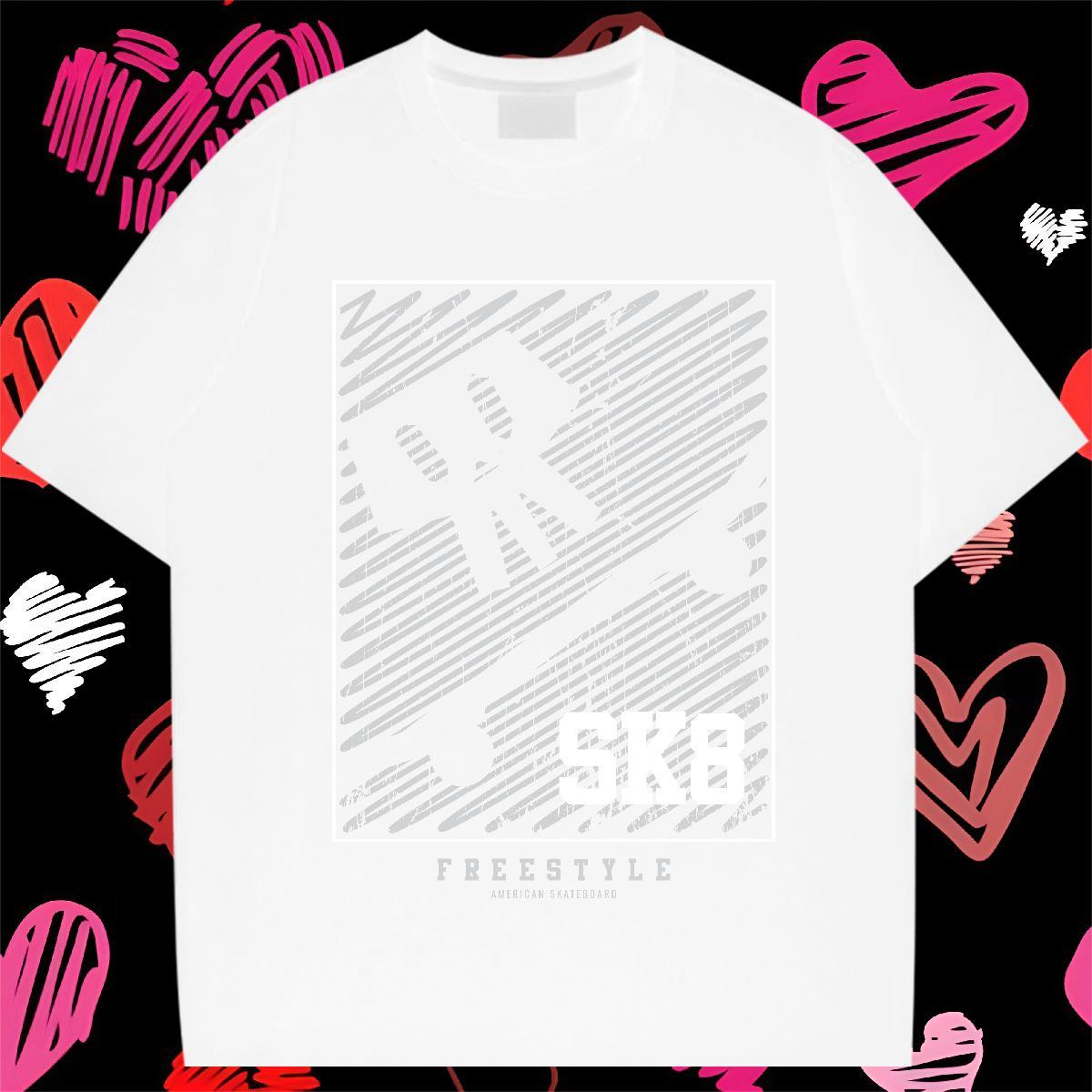 Brand T-Shirts for Men skull Top Tees 100% Cotton 230g Spring Summer Popular Black Oversized O Neck Short Sleeves Tshirts