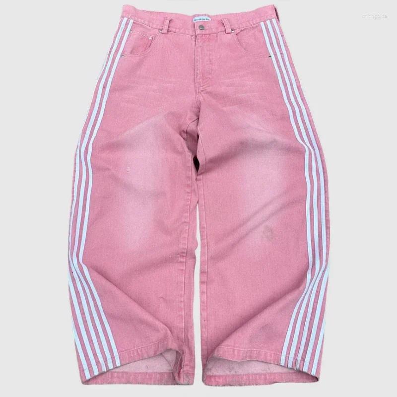 Men's Jeans Y2K Baggy High Quality Striped Harajuku Sweatpants Men Women Hip Hop Streetwear Casual Wide Leg Denim Pants