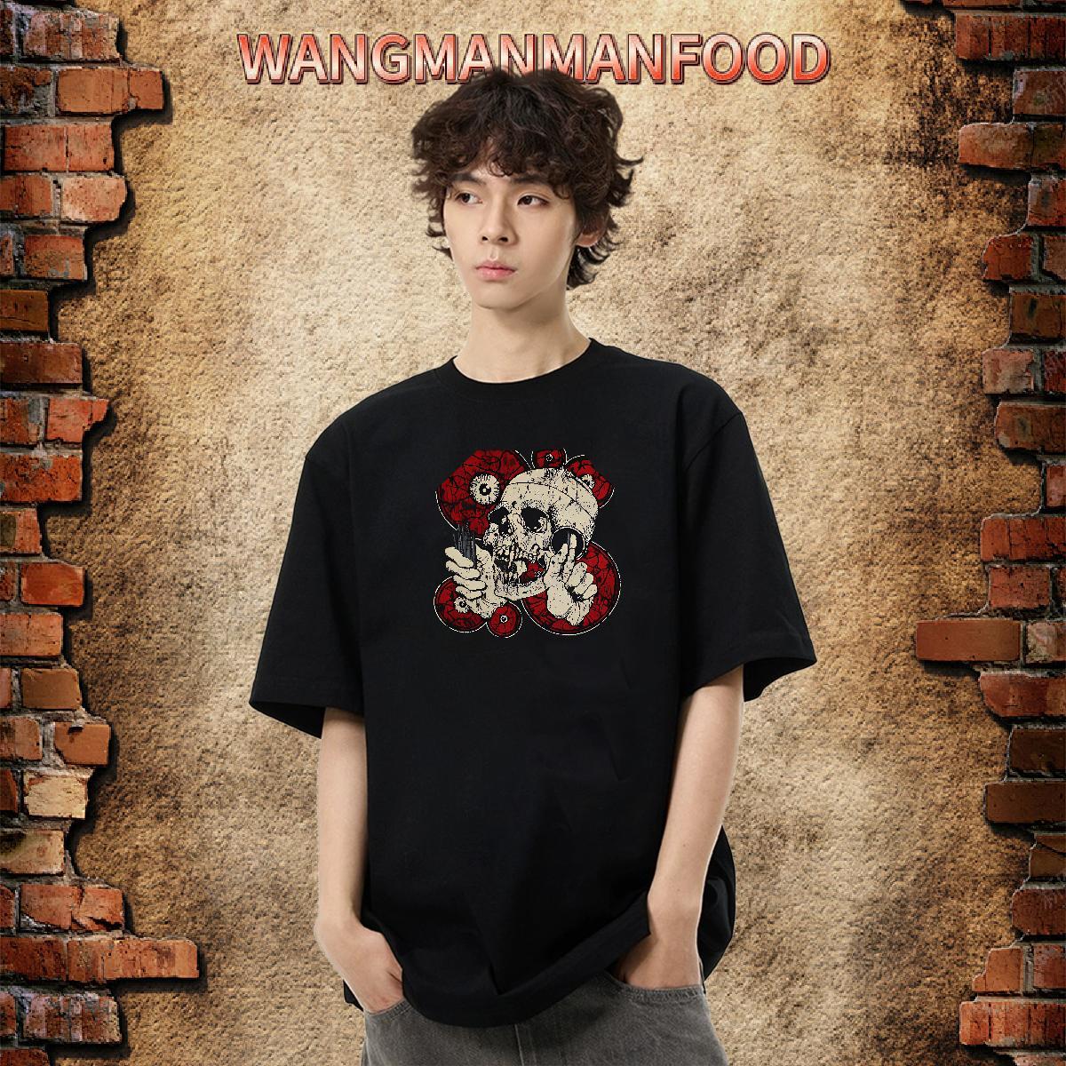 Casual New Man T Shirts skull Tshirts 230g Cotton Beach Cool Design Plus Size Cartoon Short Sleeve Soft Men Tops Tees