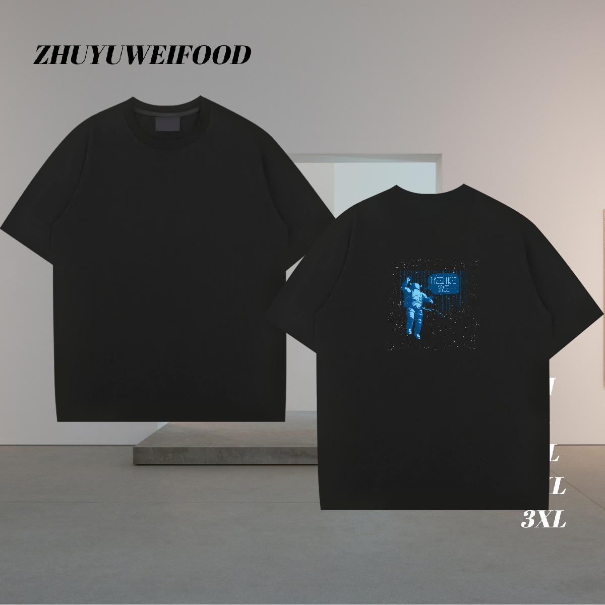 Classic Casual T shirt spaceman Tee Shirt 100% Cotton 230g Hip Hop Cool Anime Short Sleeve O-Neck Men Clothes T-Shirt