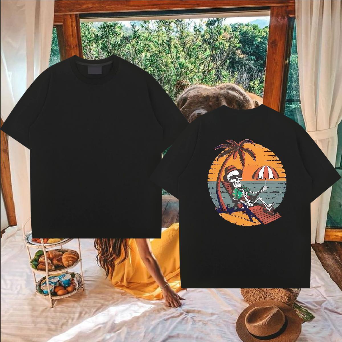 Fashion Designer T-Shirts sea Tops Tees 100% Cotton 230g Anime Printing Street Brand DIY Logo Oversized Breathable Soft Men Clothes T-Shirt