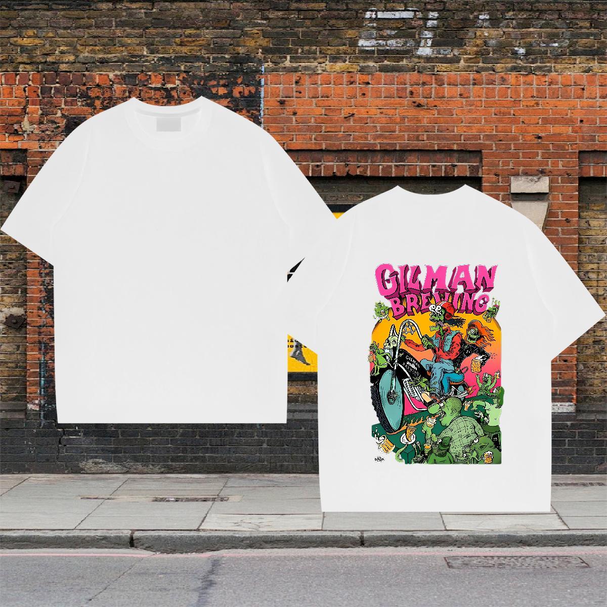 Casual New T Shirts Men skull Tops Shirt 230g Pure Cotton Casual Daily Wear Loose Fit Custom Print Oversized O Neck Short Sleeves Tshirts