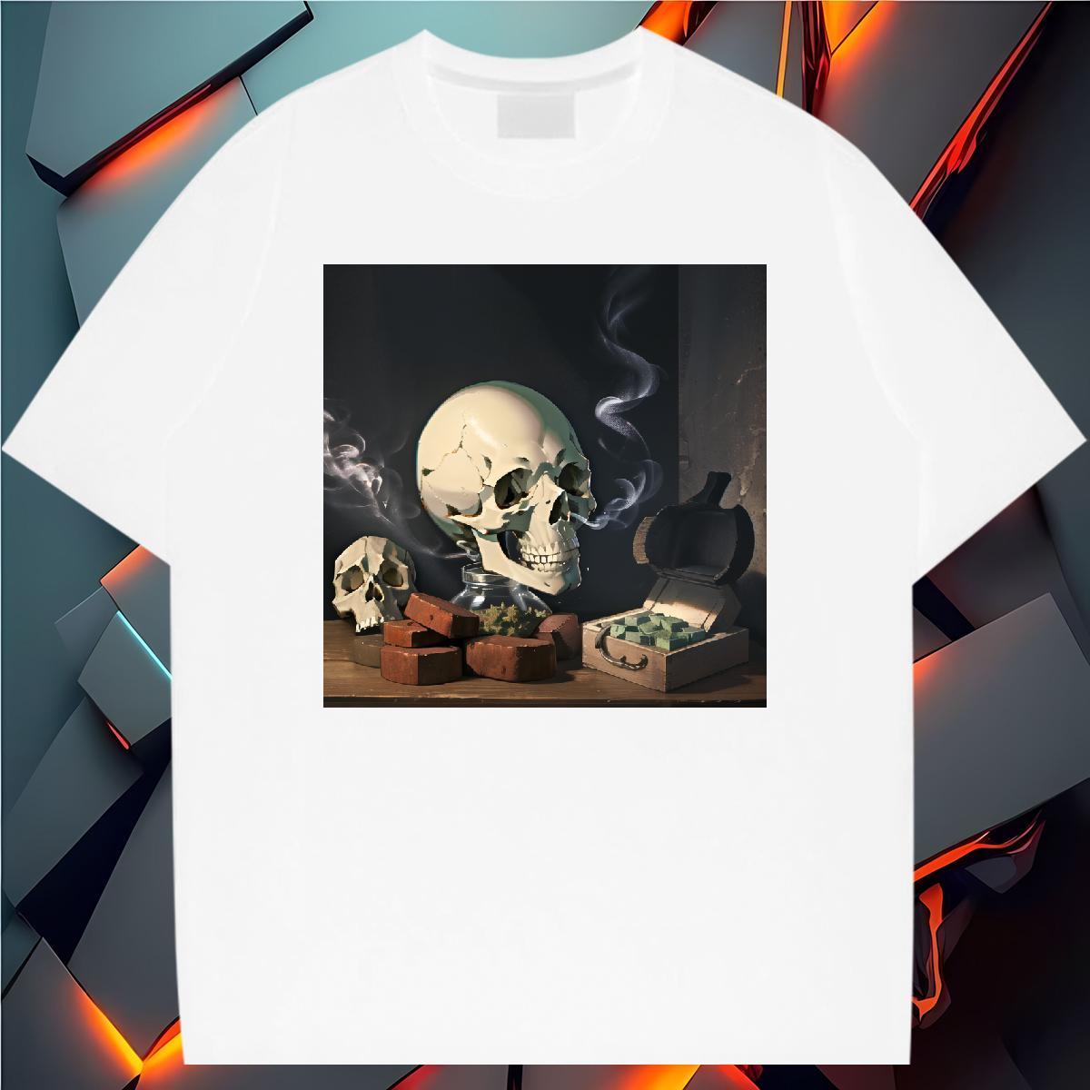 Fashion Designer T Shirts Men skull Wear 100% Cotton 230g Spring Summer Comfortable DIY Logo Oversized Breathable Short Sleeve Men Tees