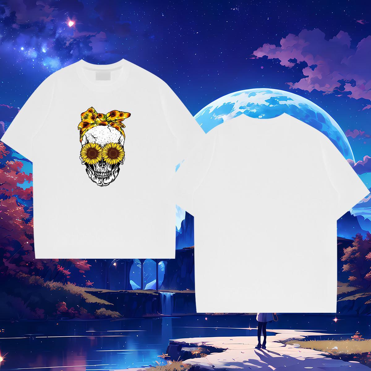 Designer Fashion T-Shirts for Men skull Tops Shirt 230g Pure Cotton Outdoor Wholesale DIY Breathable Mens Tshirts