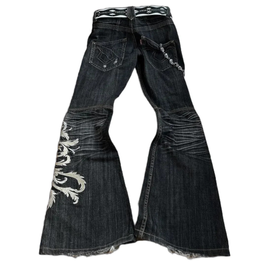 Harajuku Old Slim Black Jeans Summer Street Hip Hop Punk Mens and Womens Casual Y2K Micro Flash Tear 240816
