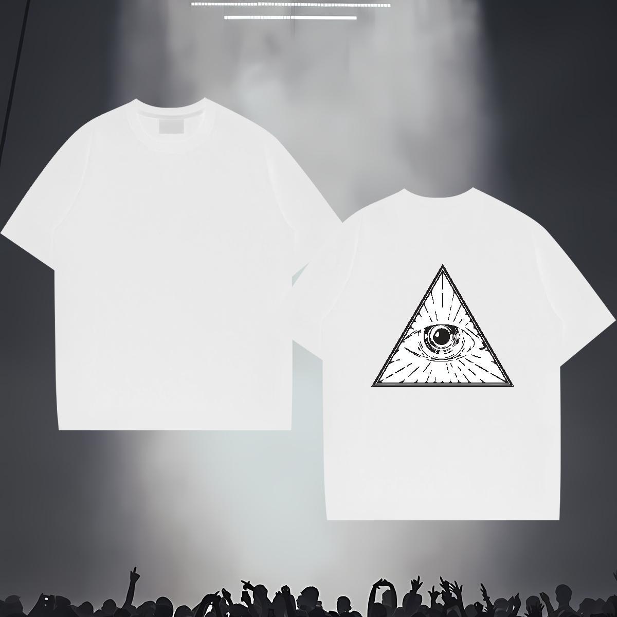 Classic Men T Shirts eye of the devil Polos 230g Cotton Daily Outfit Soft Custom Printing Breathable Soft Men Tops Tees
