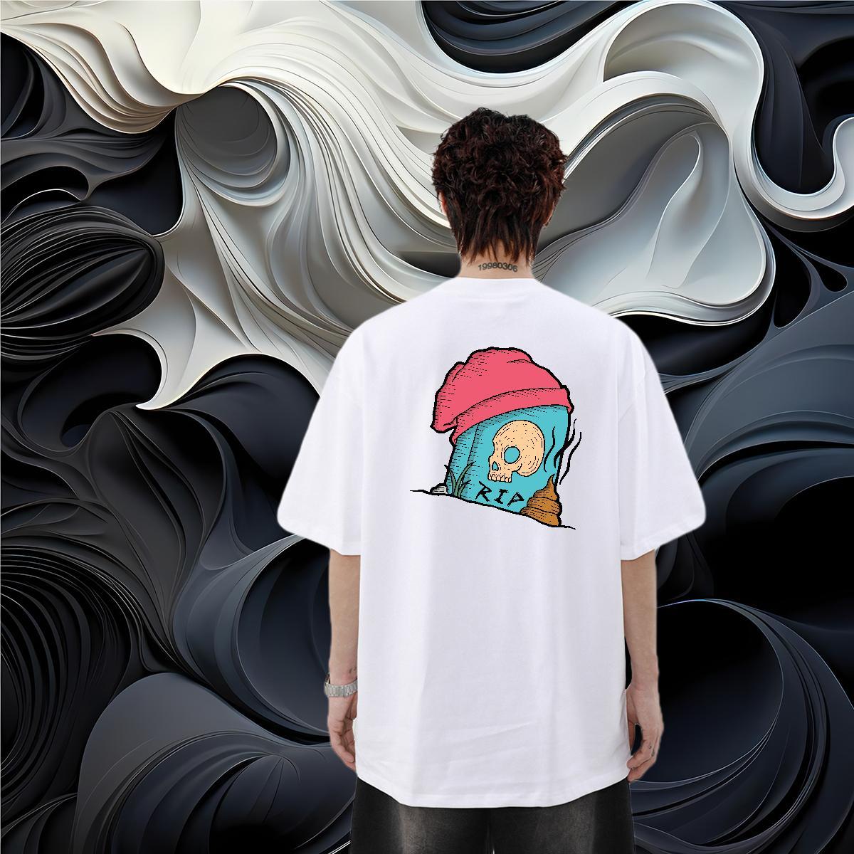 Fashion Designer T shirt skull Polos 100% Cotton 230g Casual Beach Free Shipping Graphic Short Sleeve Soft Men Tees