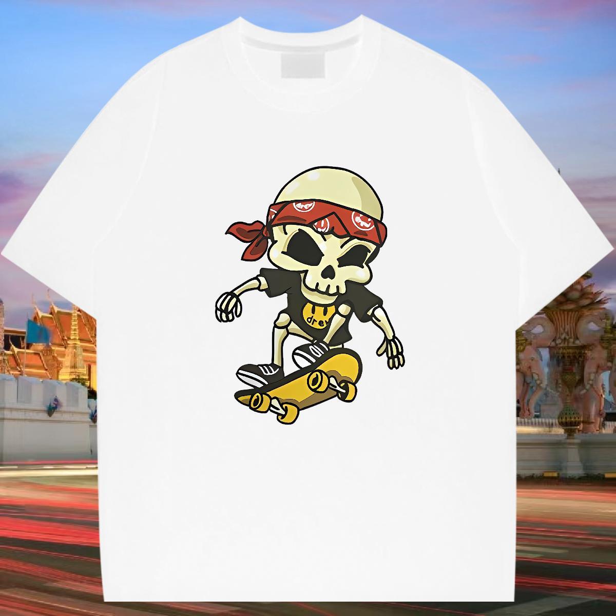 Free Shipping T Shirts Men skull Tees 230g Cotton Sport Classic Custom Anime Breathable Short Sleeve Men Tees