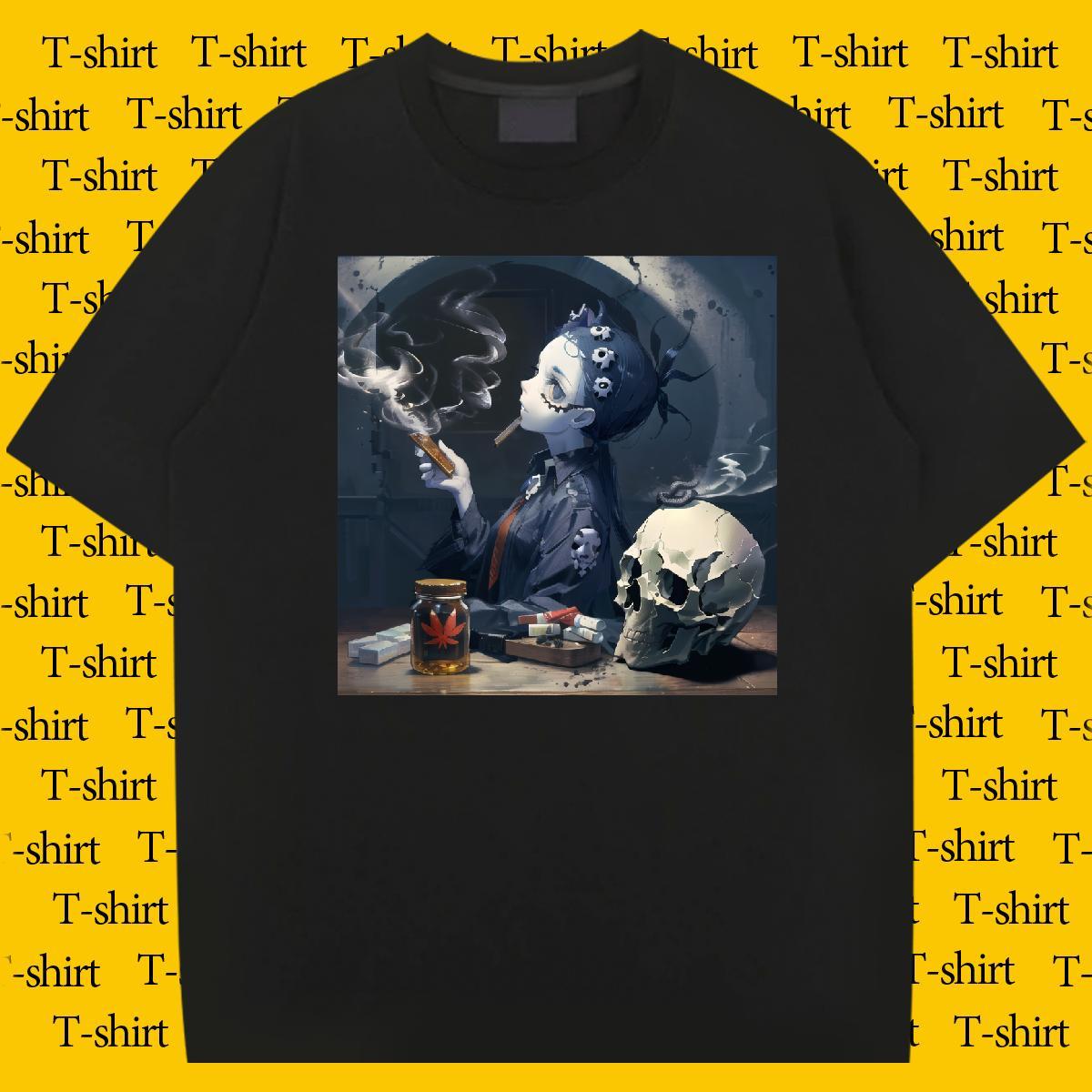 Fashion New Mens T Shirts skull Polos 230g Pure Cotton Street TOP Quality White Plus Size Round Neck Short Sleeve Tshirt for Man Woman