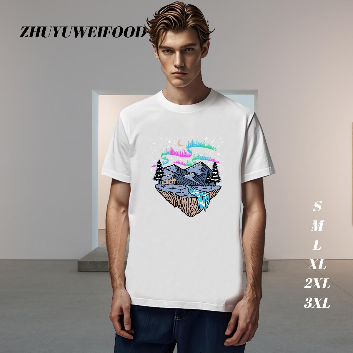 Fashion Designer T Shirt For Man mountains Tops Shirt 100% Cotton 230g Street Wear Soft Black White Breathable Short Sleeve Tshirts