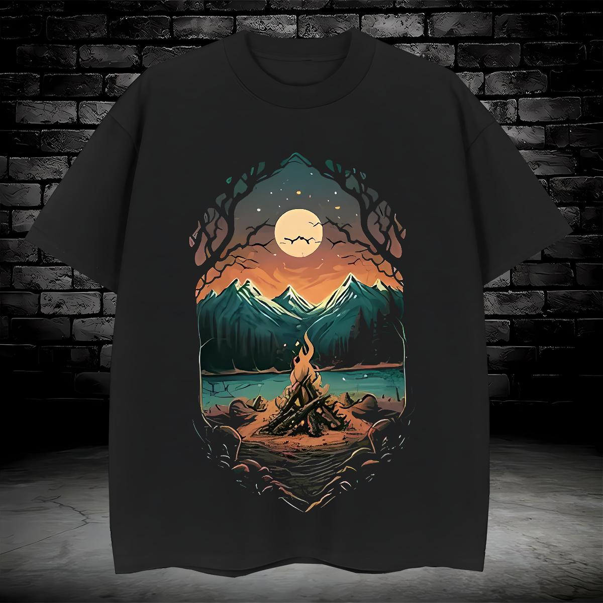 New Arrival T-Shirts for Men mountains Tops Shirt 230g 100% Cotton High Street Hip Hop Classic Graphic Breathable Soft Men Clothes T-Shirt