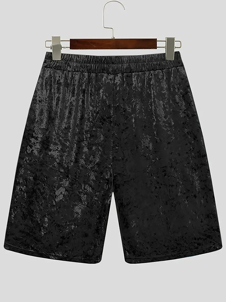 Fashionable Mens Velvet Outfits Summer Casual Solid Color O Neck Short Sleeve T Shirt And Shorts Suits Men Hip Hop Two Piece Set 240806