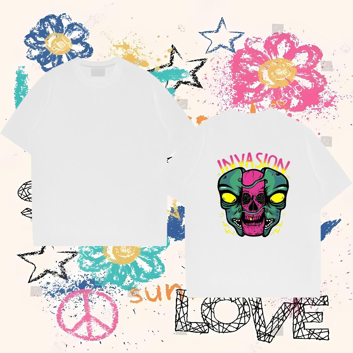 2024 Men T Shirts skull Clothings 100% Cotton 230g Spring Summer Wholesale Graphic Breathable Tshirts