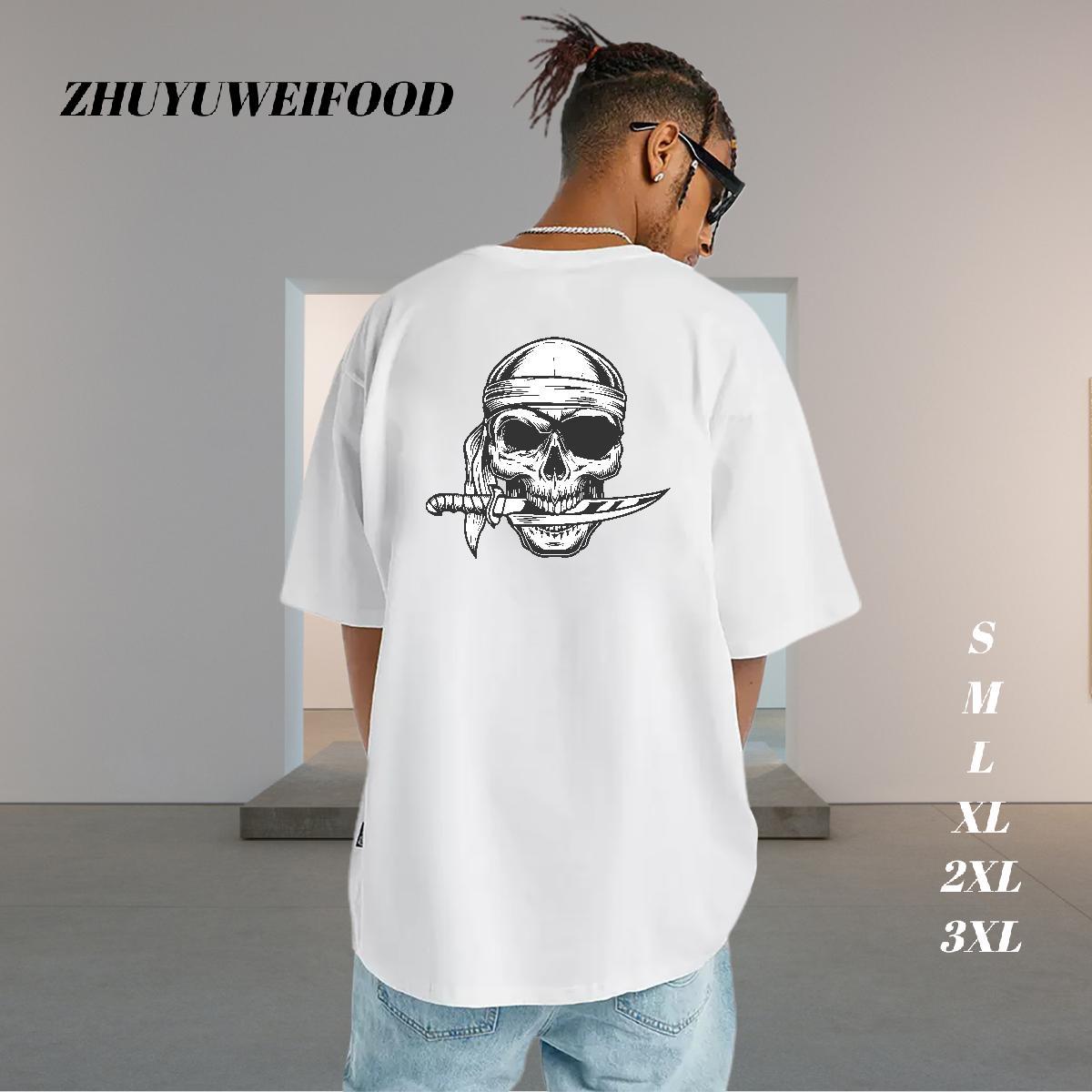 Factory Direct T shirt skull Polos 100% Cotton 230g Street wear Hip Hop Unisex Custom Printing Breathable Crew Neck Men Clothes T-Shirt