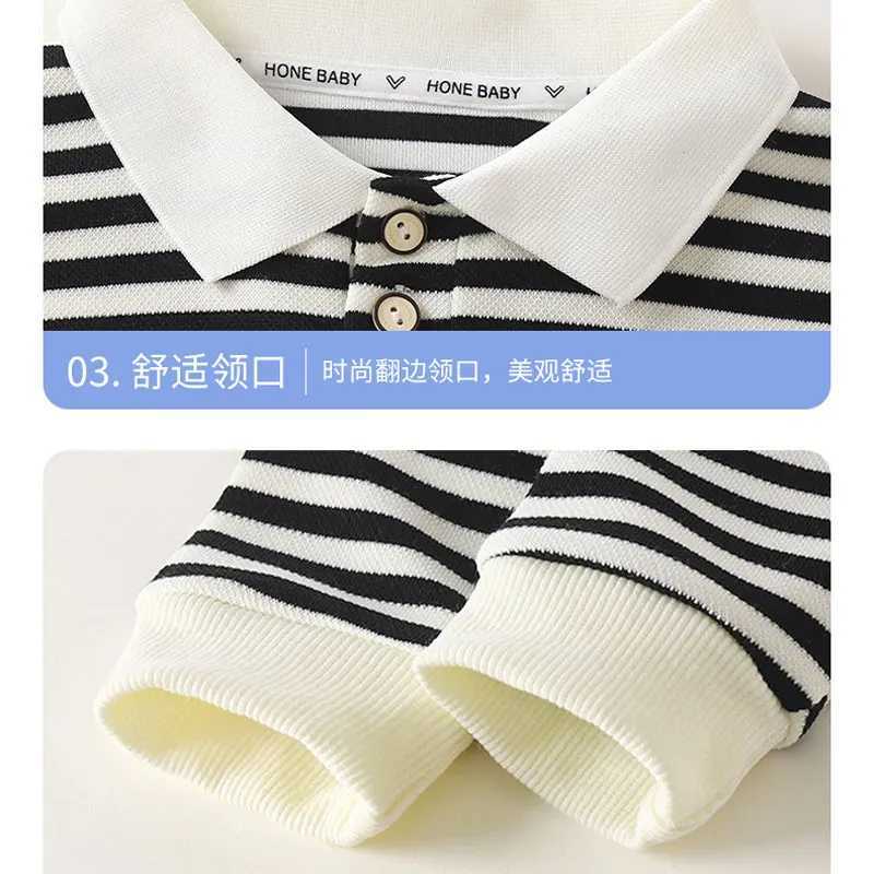 Boys polo shirt 2024 autumn childrens winter top long sleeved childrens T-shirt striped girls shirt baby T-shirt toddler clothing W241223