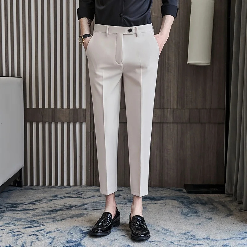 Mens SpringSummer Business Formal Pants Solid Color Casual Korean Set Wedding Social Plus Size 36 240816