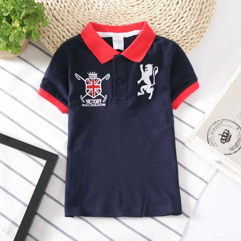 Summer cotton polo childrens top baby boy sports polo shirt collar breathable fabric T-shirt fashionable clothing for children aged 2-14 W241223