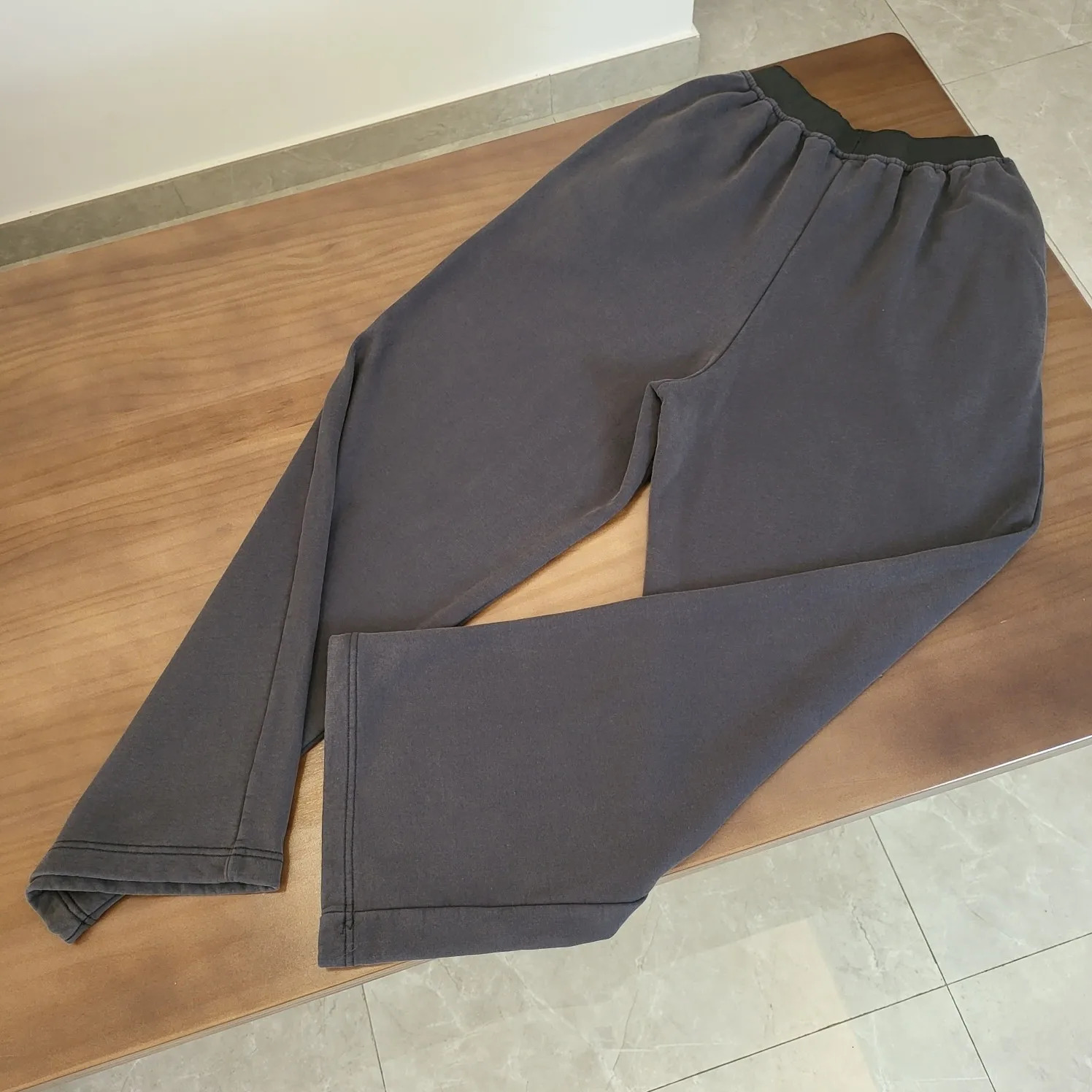 24SS Elasticized Pants Oversized Men Women Washed Heavyweight Terry Sweatpants Streetwear Hiphop Casual 240806
