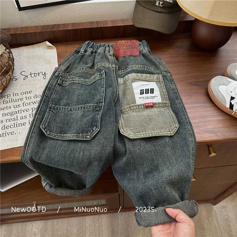 Jeans Boys Jean Pants Long Trousers Cotton 2024 Casual Spring Autumn Babys Kids Pants High Quality Childrens Clothing