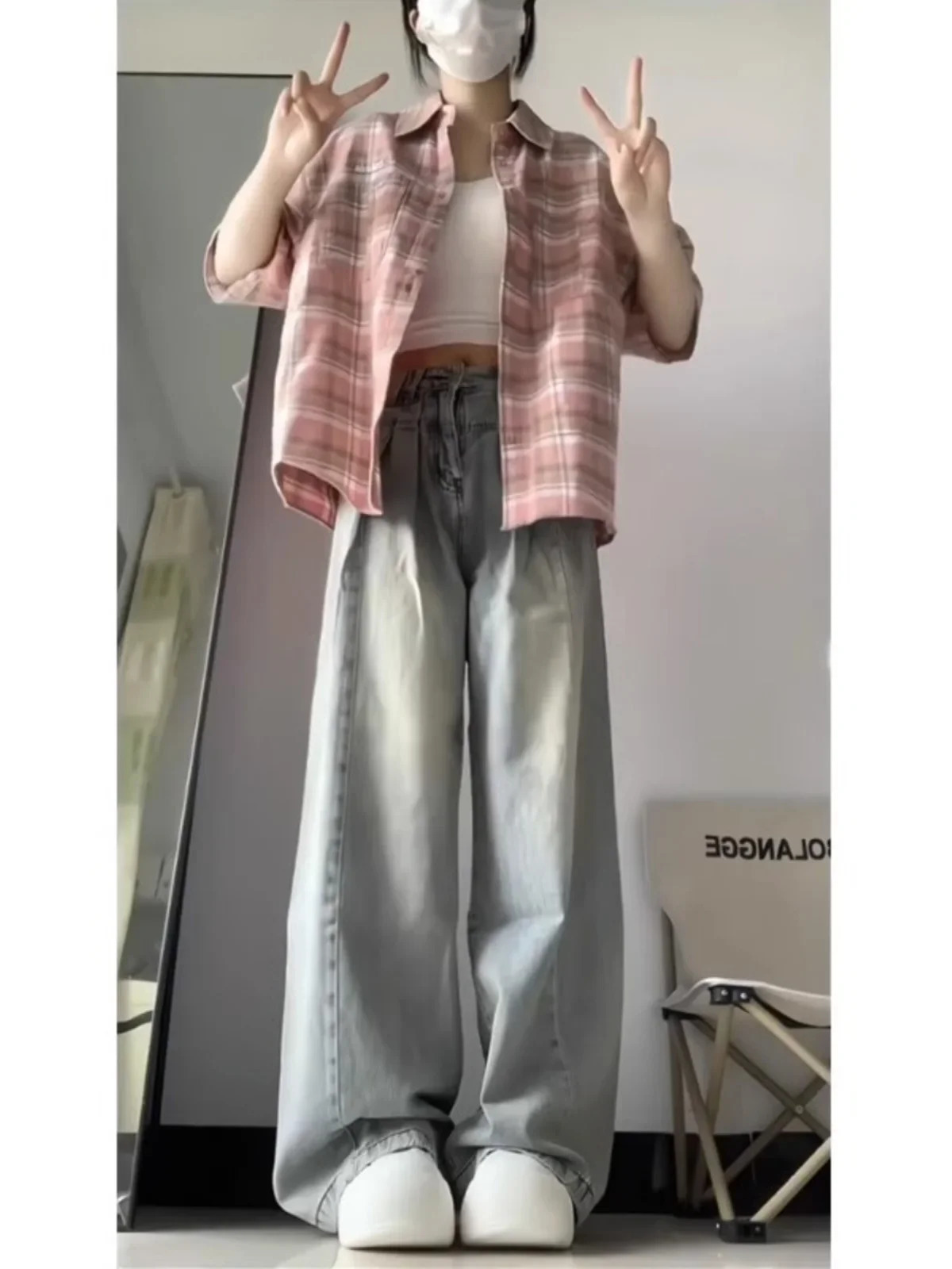 Autumn American Retro Sagging Jeans for Women Autumn High Waist Slim Fit Loose High Street Straight Wide-leg Pants 240807
